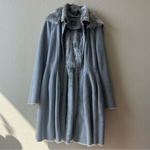 Armani Exchange Charcoal Coat Fully lined faux Fur Hooded Coat